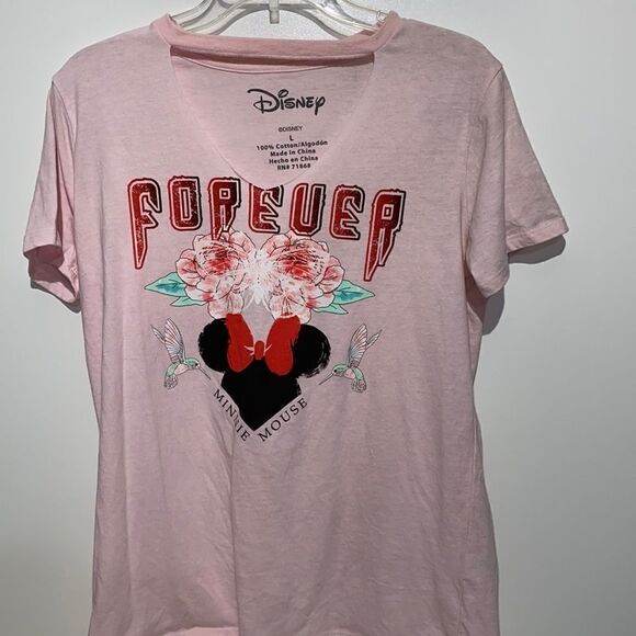 Disney Tsum Tsum Women's Pink Minni Mouse Forever Cotton T-Shirt Size Large - Picture 1 of 7